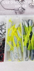 2025 New Cam's Complete Hooks & Plastic "GOLDFINGER" Stinger Shad [Hologram Flake] Assortment Package Kit