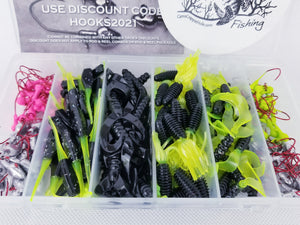 Cam's (A) "ELITE BLACK & CHARTREUSE" Assorted Plastic Crappie Kit