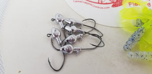 Cams Hooks & Plastics 80 Piece Set 1/16 Minnow Head B/N #2 +Monkey Milk & Chartreuse Curly Tail