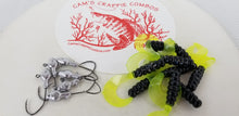 Load image into Gallery viewer, Cams Hooks &amp; Plastics 80 Piece Set 1/16 Minnow Head B/N #2 + Black &amp; Chartreuse Curly Tail
