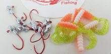 Load image into Gallery viewer, 2023 Cams Hooks &amp; Plastics 80 Piece Set 1/16 Minnow Head Red #2 + Orange Crush Curly Tail
