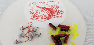 2023 Cams Hooks & Plastics 80 Piece Set 1/16 Round Head Red #2 + Red Black & Chartreuse Curly Tail