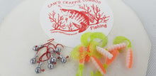 Load image into Gallery viewer, 2023 Cams Hooks &amp; Plastics 80 Piece Set 1/16 Round Head Red #2 + Orange Crush Curly Tail
