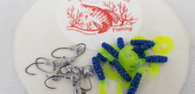 Load image into Gallery viewer, Cams Hooks &amp; Plastics 80 Piece Set 1/16 Minnow Head B/N #2 Hook + Fireball Blue Curly Tail
