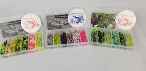 Cam's 3 in 1 Kit Combo [270pc.] Hand Painted Assortment "Nasty Bend Hooks" & All Plastic Curly Tail & Stinger Shad [Hologram Flake] Assortment Kit